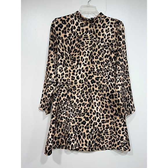 ZARA Leopard Animal Print Mock Neck Dress size Medium - Picture 1 of 9